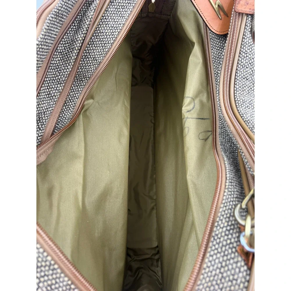 VTG Hartmann Leather Tweed Carry On Weekender Triple Compartment Expandable